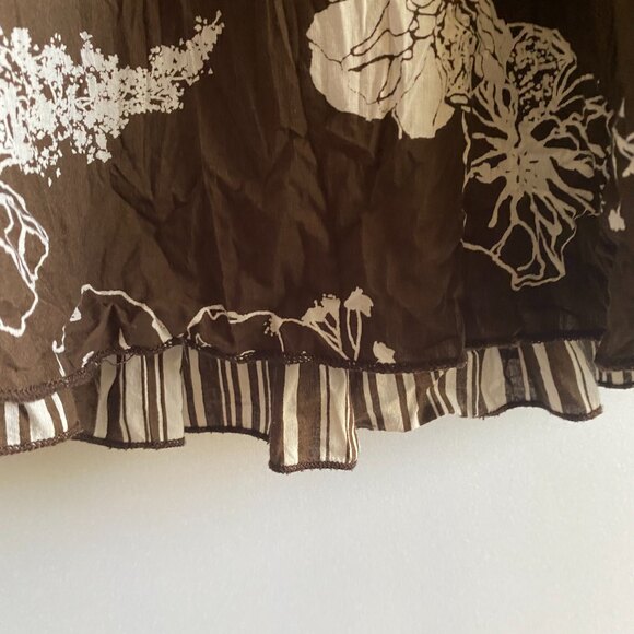 Chico's Brown Tiered Skirt White Floral Print Chico's Size 0 US Size 4 - Picture 8 of 11